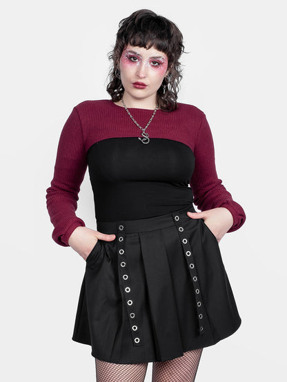 Abyss Eyelets Pleated Mini Skirt