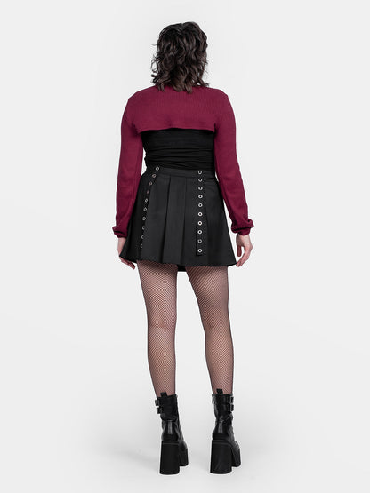 Abyss Eyelets Pleated Mini Skirt