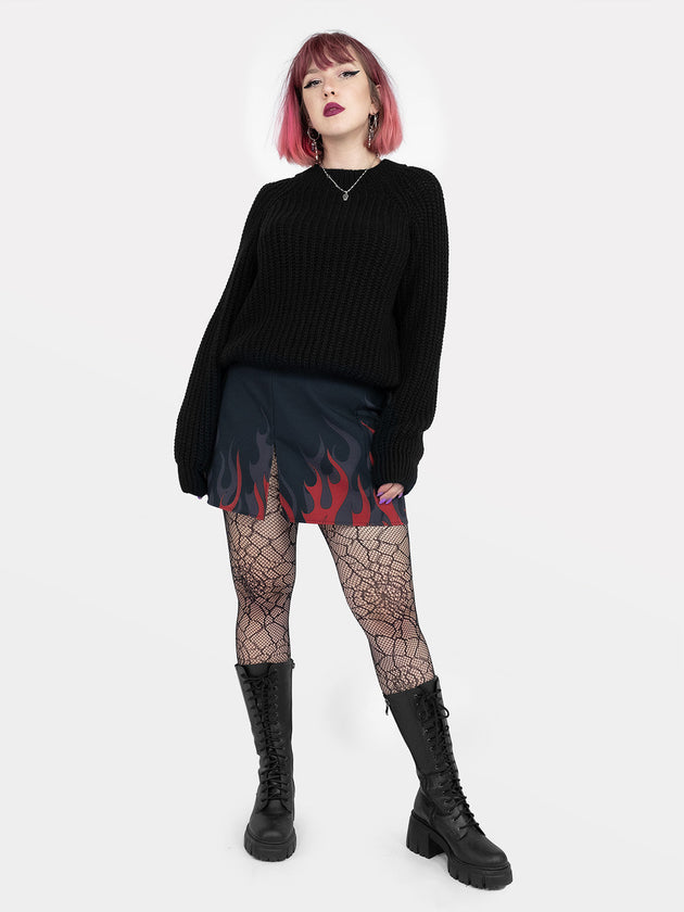 Coven Flames Slit Mini Skirt