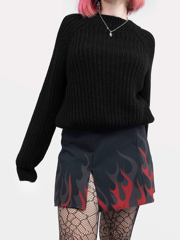 Coven Flames Slit Mini Skirt