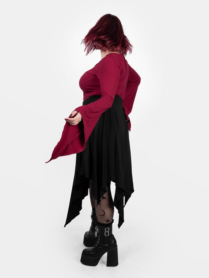 Burgundy Wisteria Bell Sleeve Top