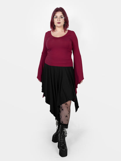 Burgundy Wisteria Bell Sleeve Top