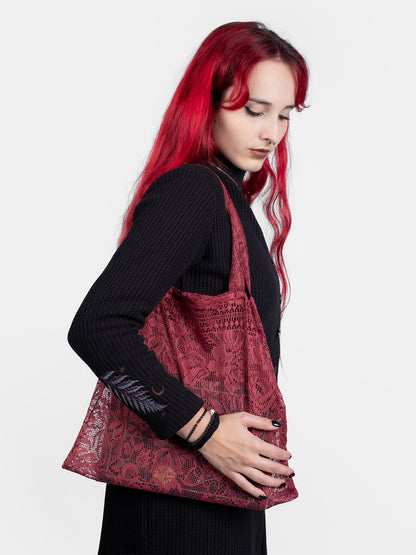 Burgundy Lace Zero Waste Tote Bag