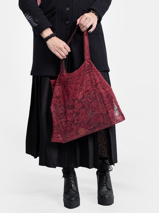 Burgundy Lace Zero Waste Tote Bag