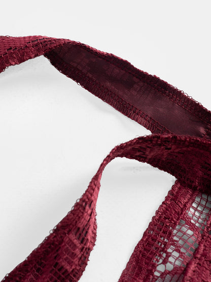 Burgundy Lace Zero Waste Tote Bag