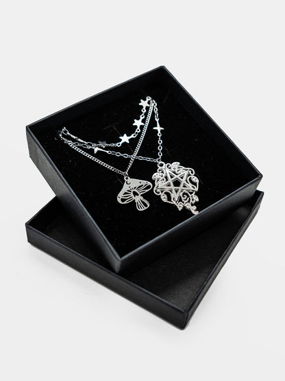 Folk Mushroom Triple Necklace