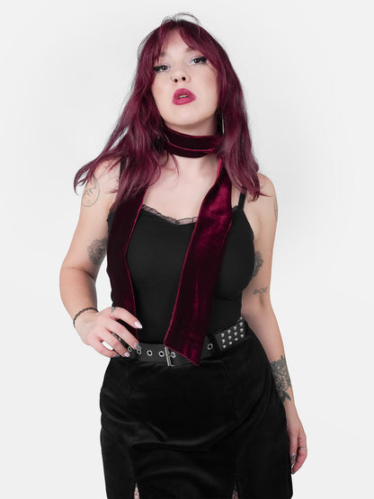 Burgundy Velvet Scarf