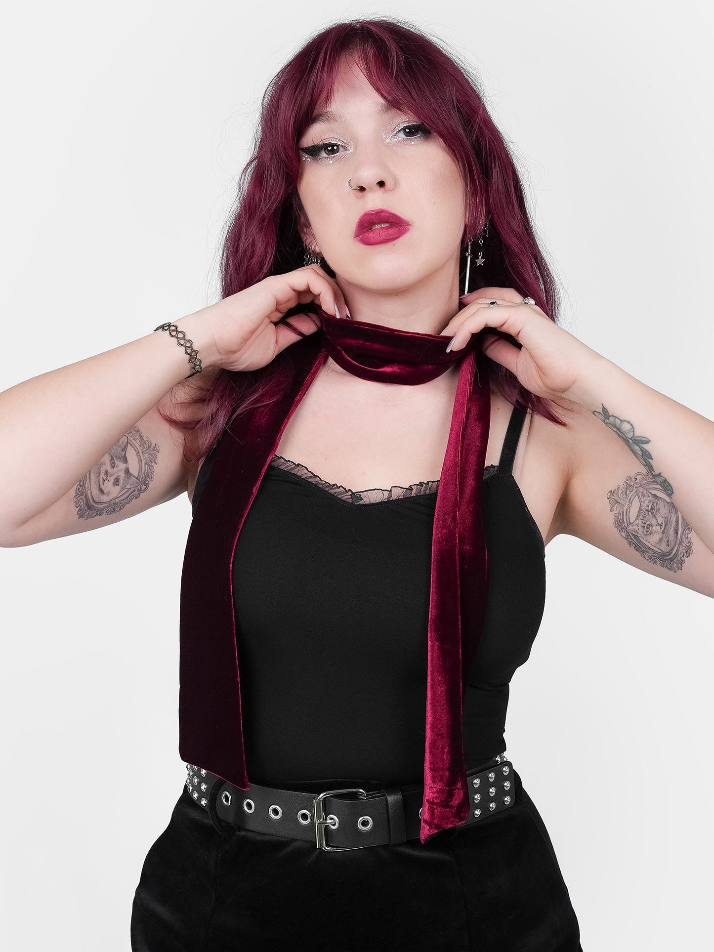 Burgundy Velvet Scarf