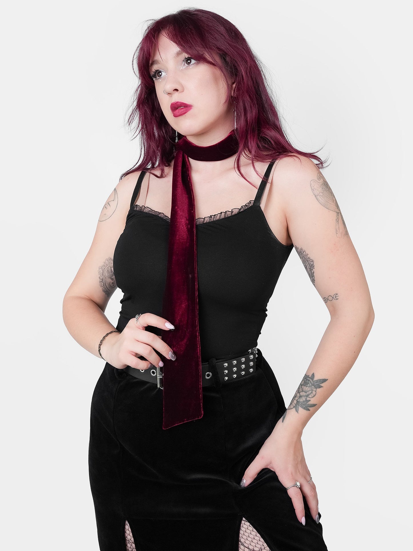 Burgundy Velvet Scarf