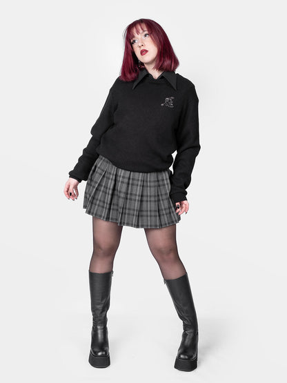 Grey Plaid Flannel Tennis Skirt