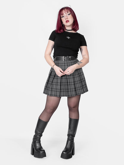 Grey Plaid Flannel Tennis Skirt