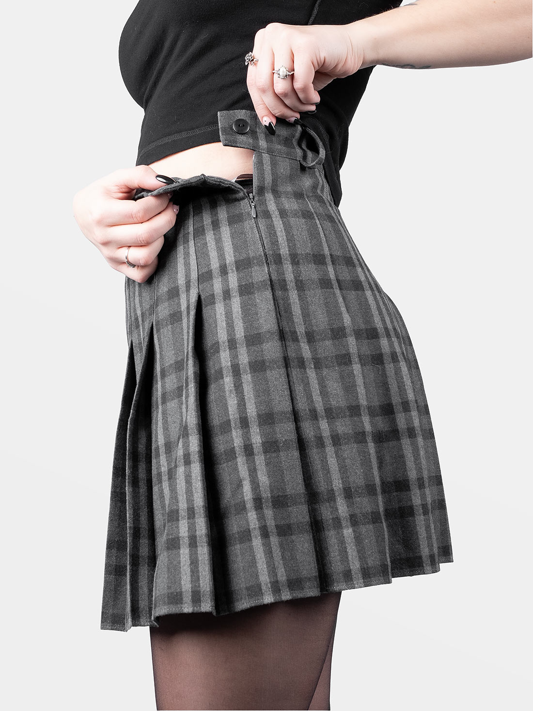 Grey Plaid Flannel Tennis Skirt