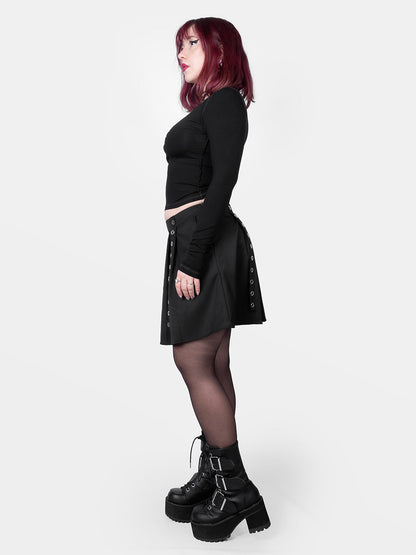 Abyss Eyelets Pleated Mini Skirt