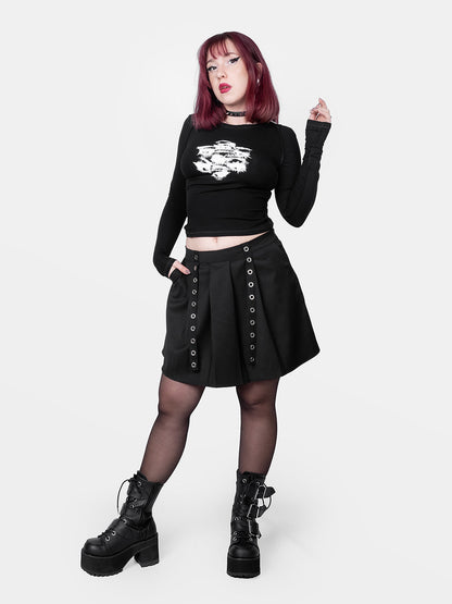 Abyss Eyelets Pleated Mini Skirt