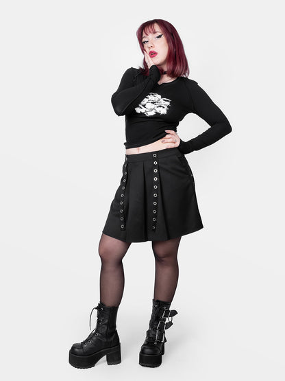 Abyss Eyelets Pleated Mini Skirt