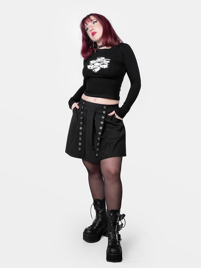 Abyss Eyelets Pleated Mini Skirt
