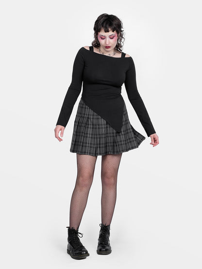 Grey Plaid Flannel Tennis Skirt