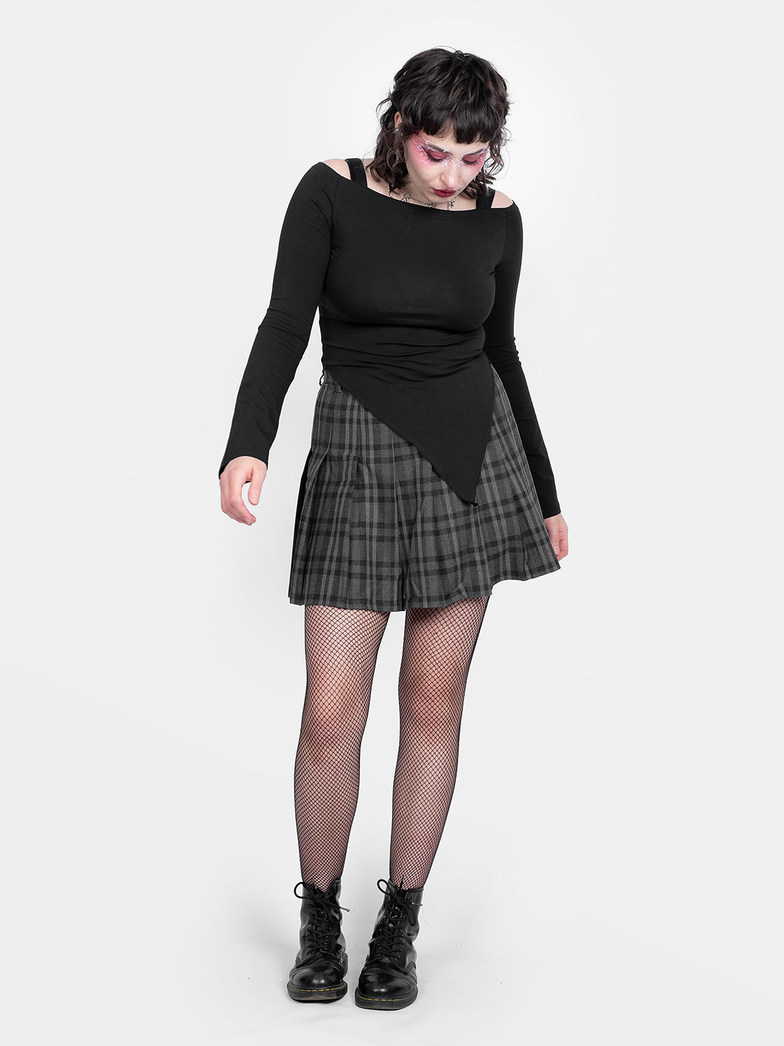 Grey Plaid Flannel Tennis Skirt