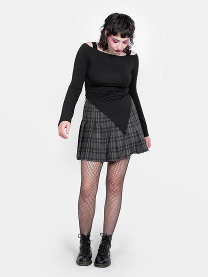 Grey Plaid Flannel Tennis Skirt