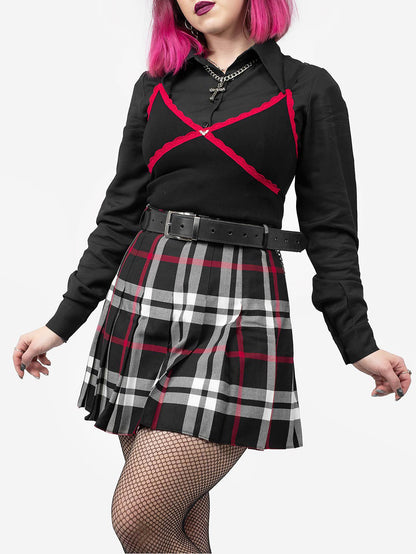 Red-Black Plaid Tennis Skirt