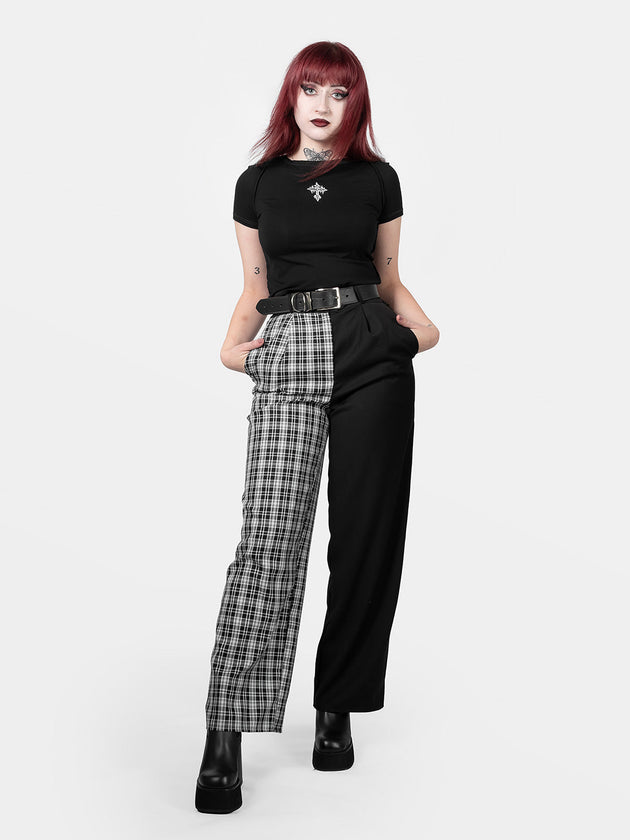 Dogma Straight Leg Contrast Plaid Trousers