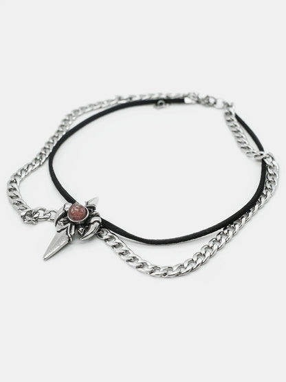 Choker z łańcuchem i kwarcem Lithium