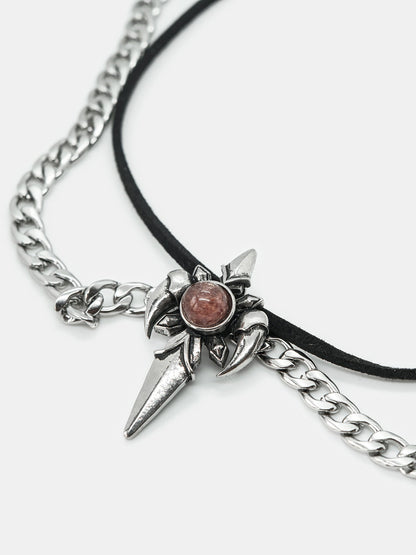 Choker z łańcuchem i kwarcem Lithium