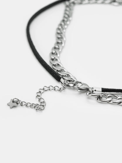 Choker z łańcuchem i kwarcem Lithium