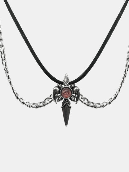 Choker z łańcuchem i kwarcem Lithium