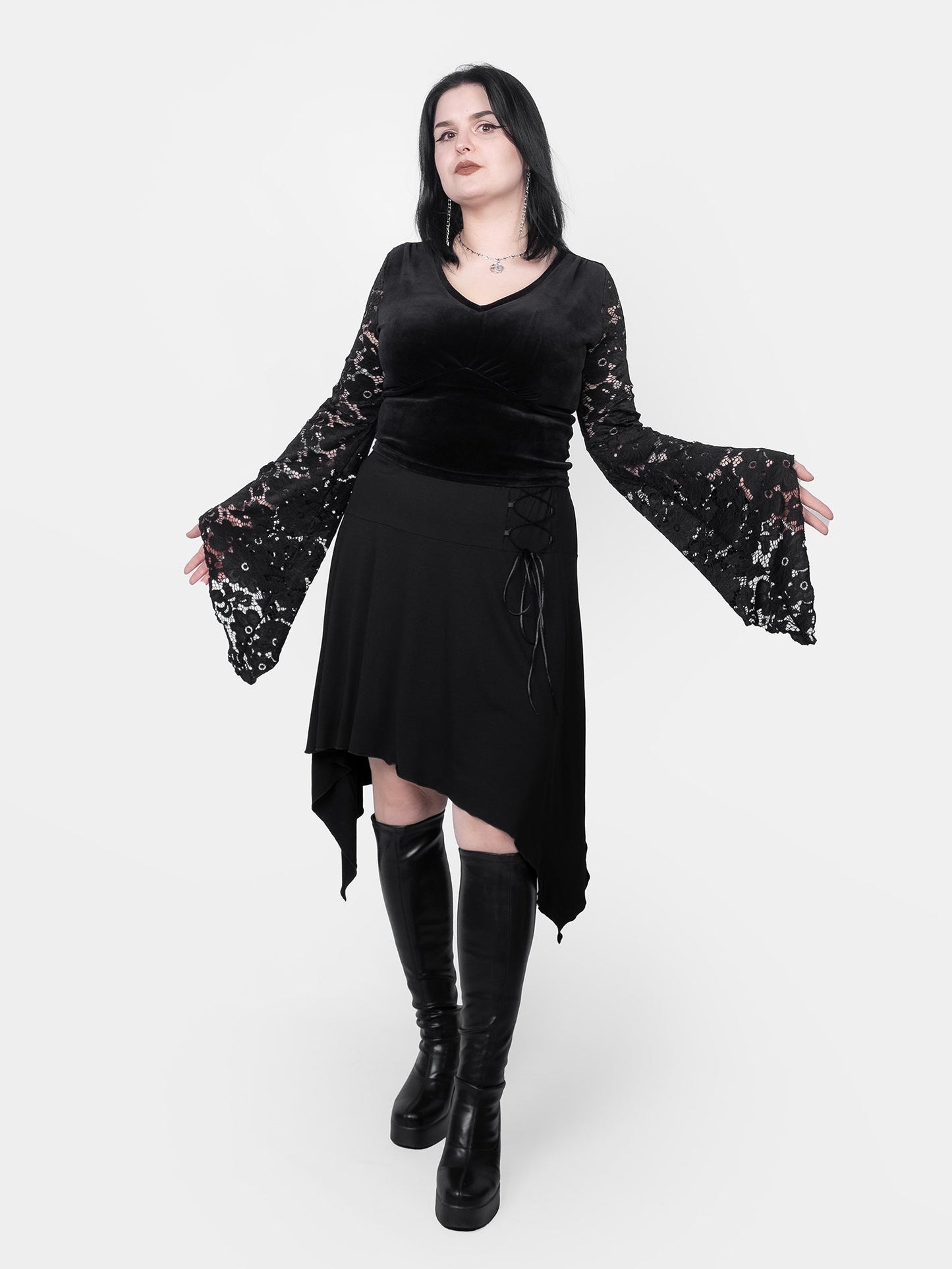Rosalind Lace Sleeve Velvet Top