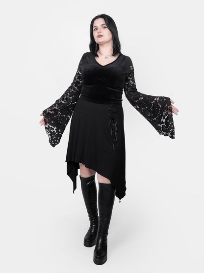 Rosalind Lace Sleeve Velvet Top