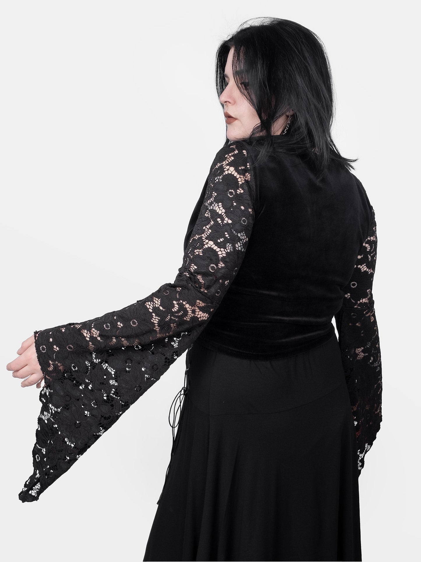 Rosalind Lace Sleeve Velvet Top