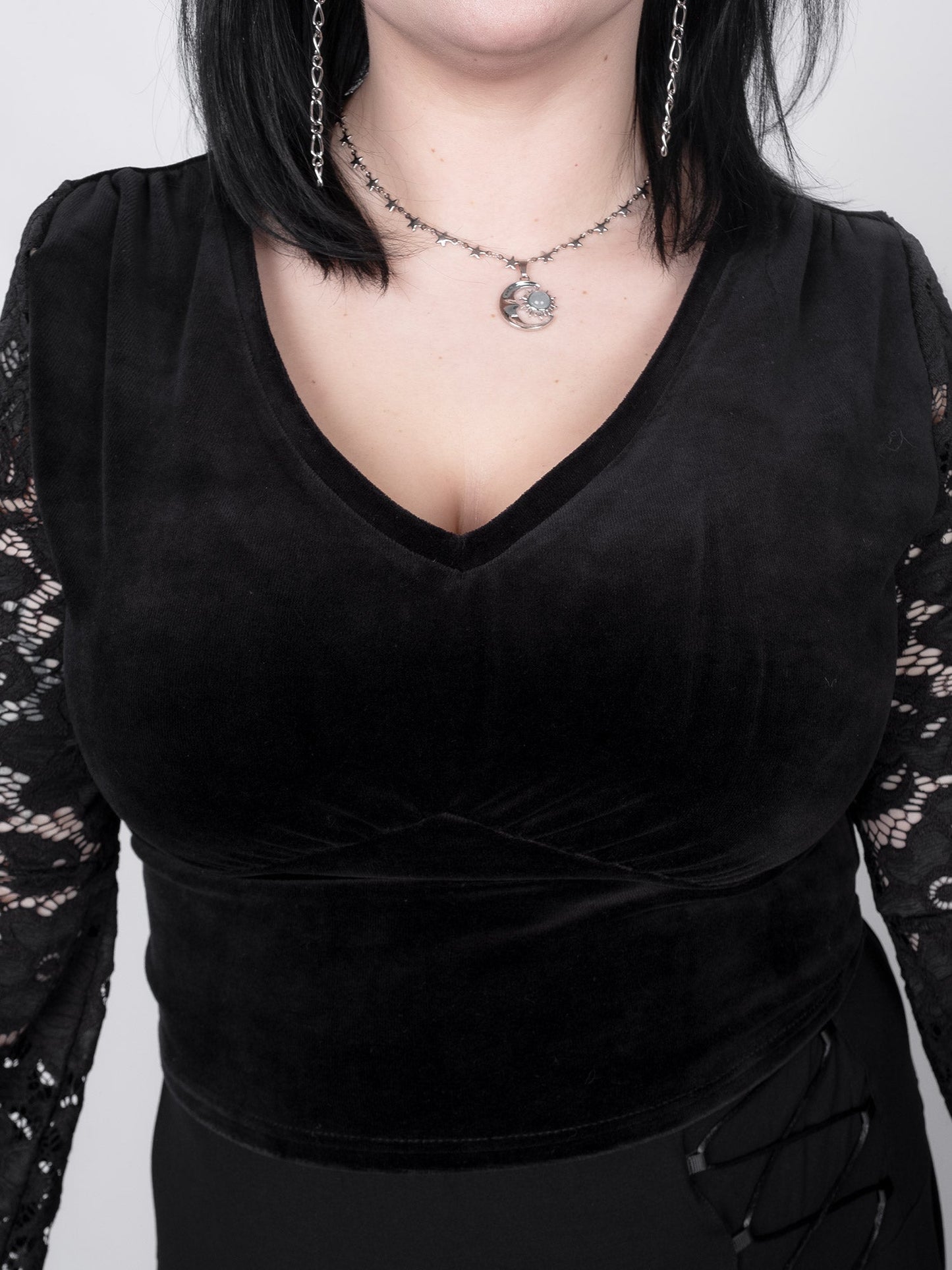 Rosalind Lace Sleeve Velvet Top