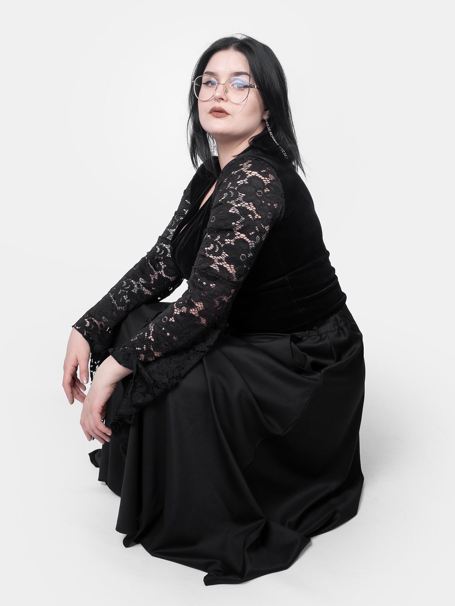 Rosalind Lace Sleeve Velvet Top