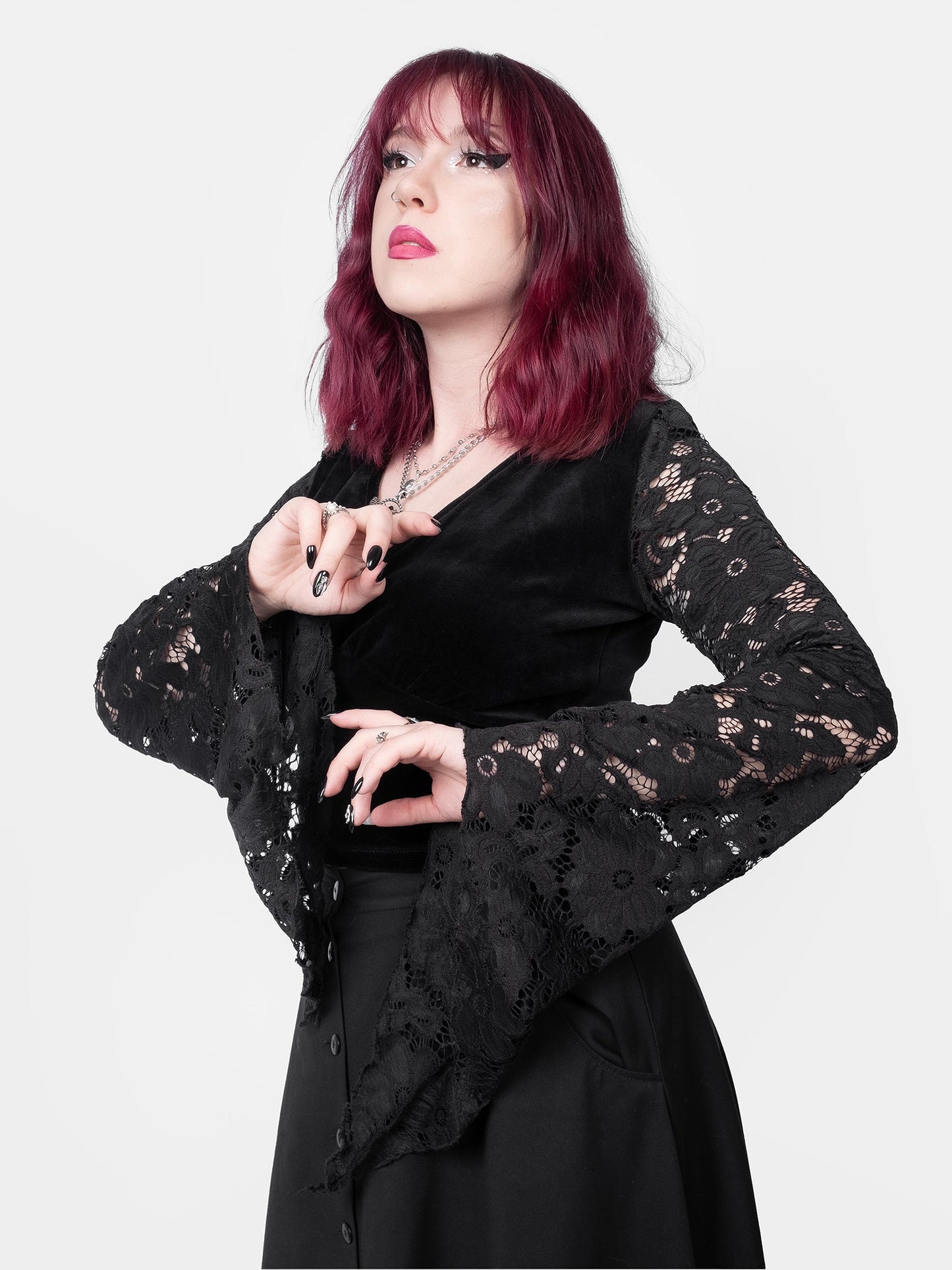 Rosalind Lace Sleeve Velvet Top
