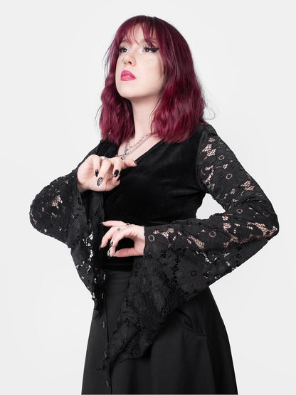 Rosalind Lace Sleeve Velvet Top