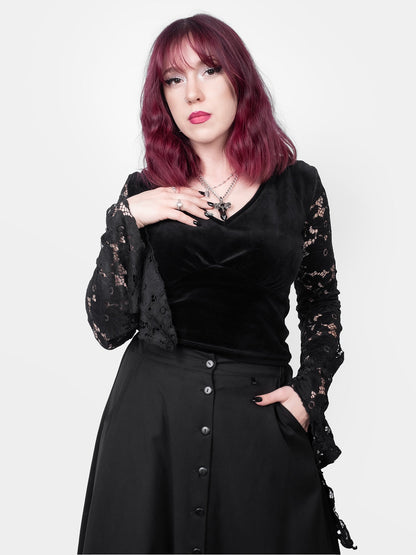 Rosalind Lace Sleeve Velvet Top