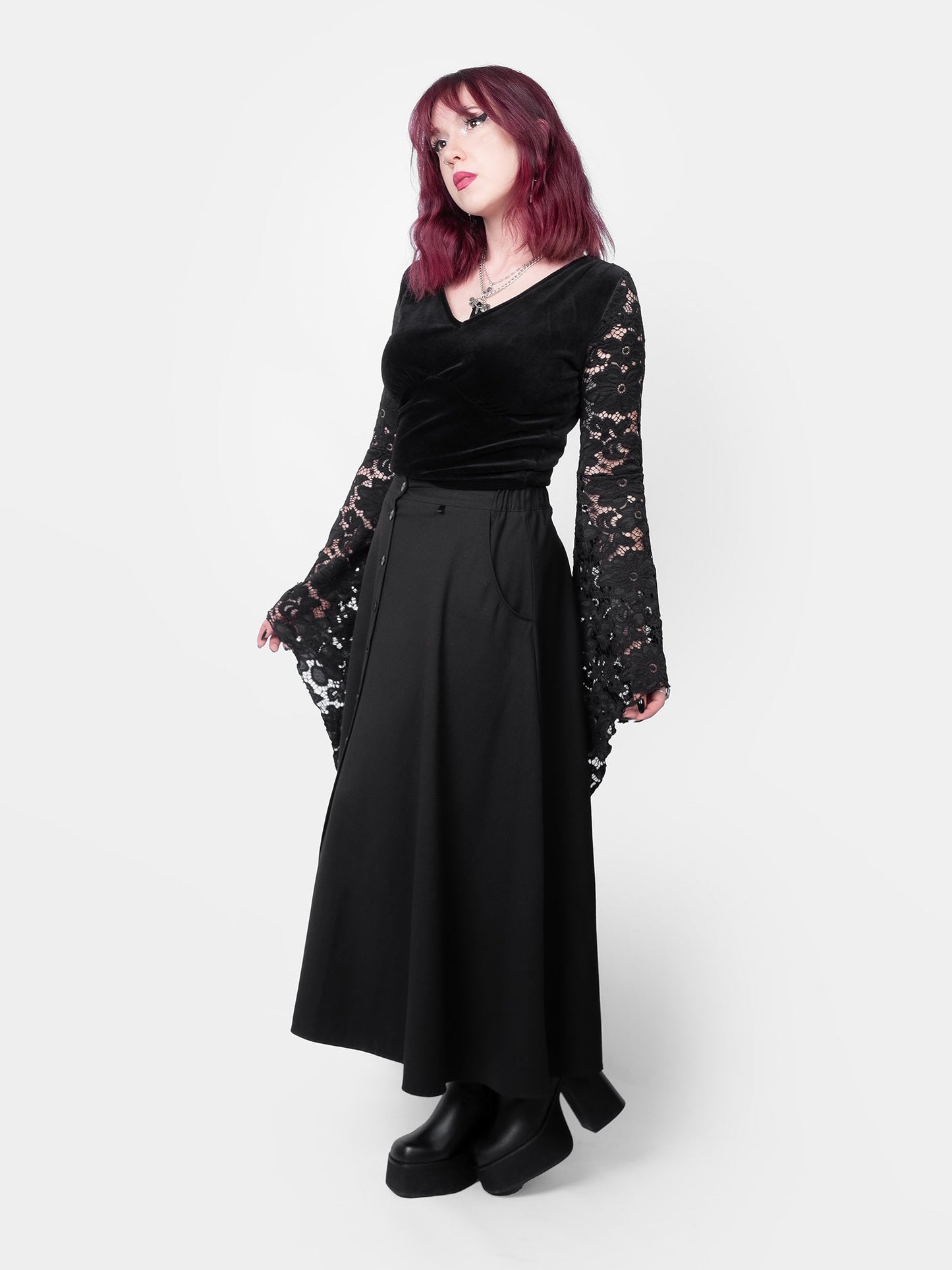 Rosalind Lace Sleeve Velvet Top