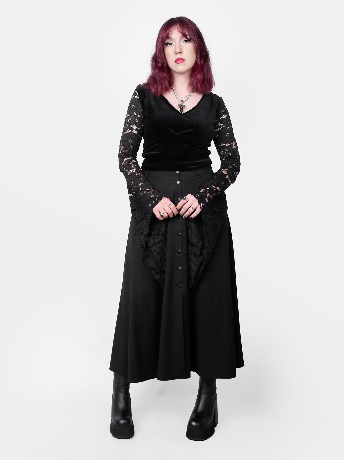 Rosalind Lace Sleeve Velvet Top