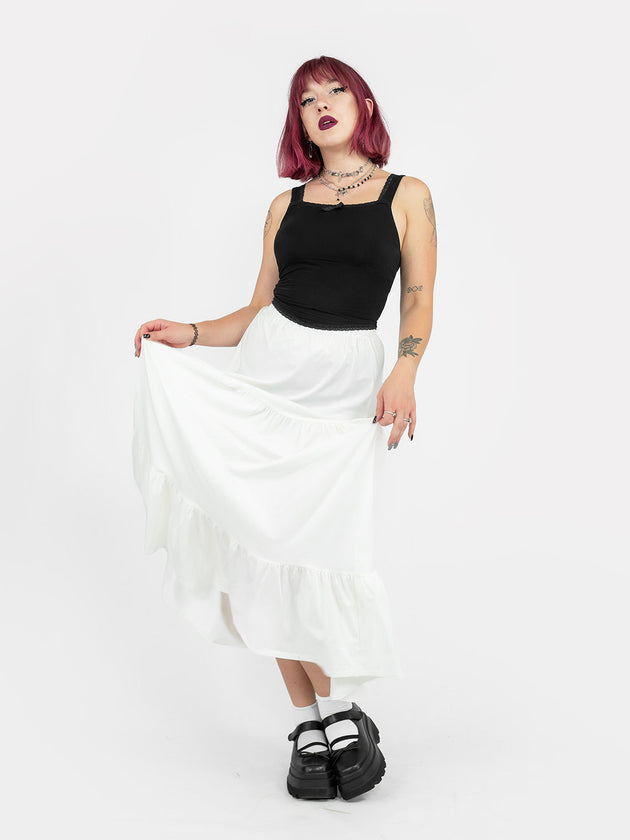 Ecru Oblivion Ruffled Maxi Skirt