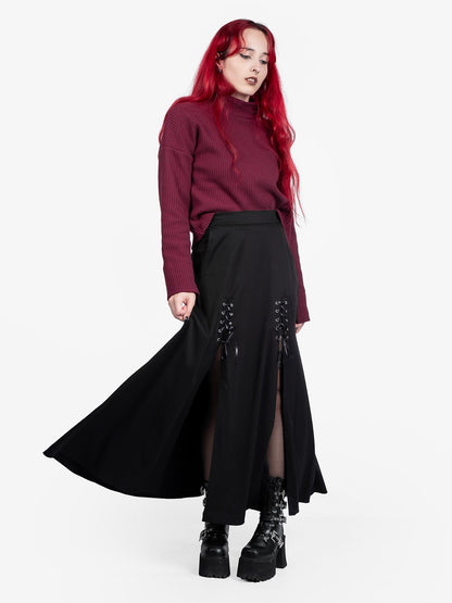 Lacrimosa Lace Up Midi Skirt