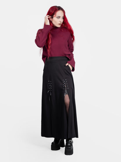 Lacrimosa Lace Up Midi Skirt