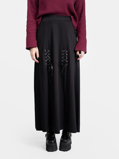 Lacrimosa Lace Up Midi Skirt