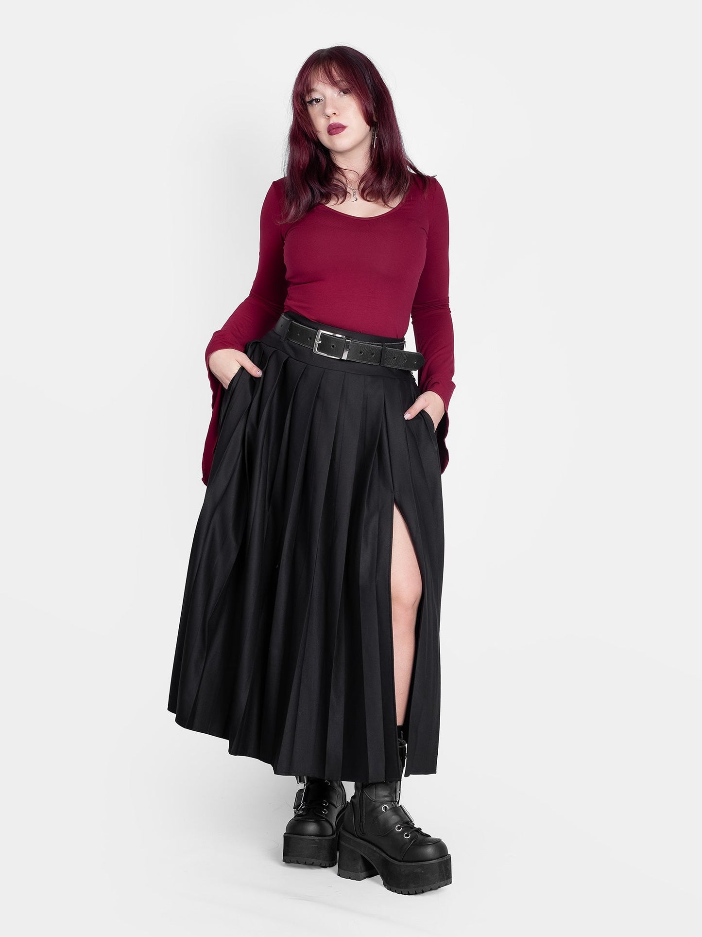 Vivienne Pleated Maxi Skirt with Pockets