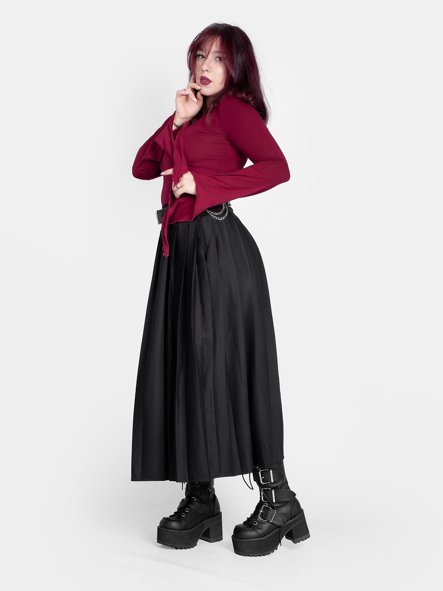 Vivienne Pleated Maxi Skirt with Pockets