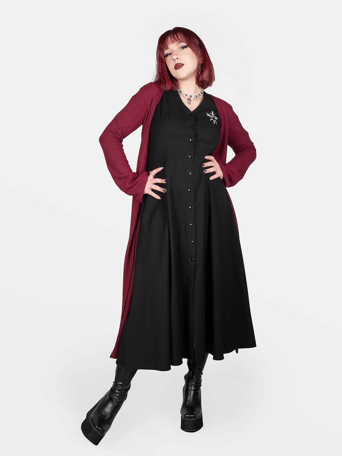 Rhiannon Burgundy Long Cardigan
