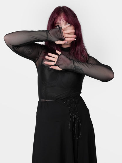 Bonnie Black Mesh Top