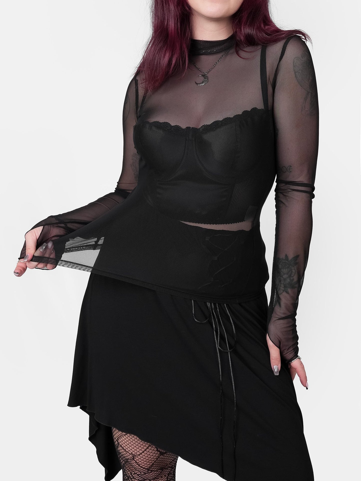 Bonnie Black Mesh Top