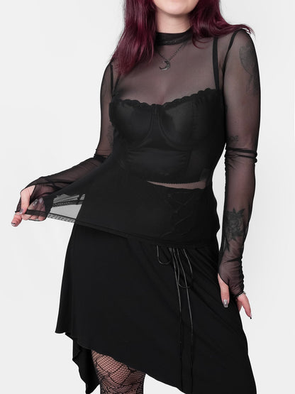 Bonnie Black Mesh Top