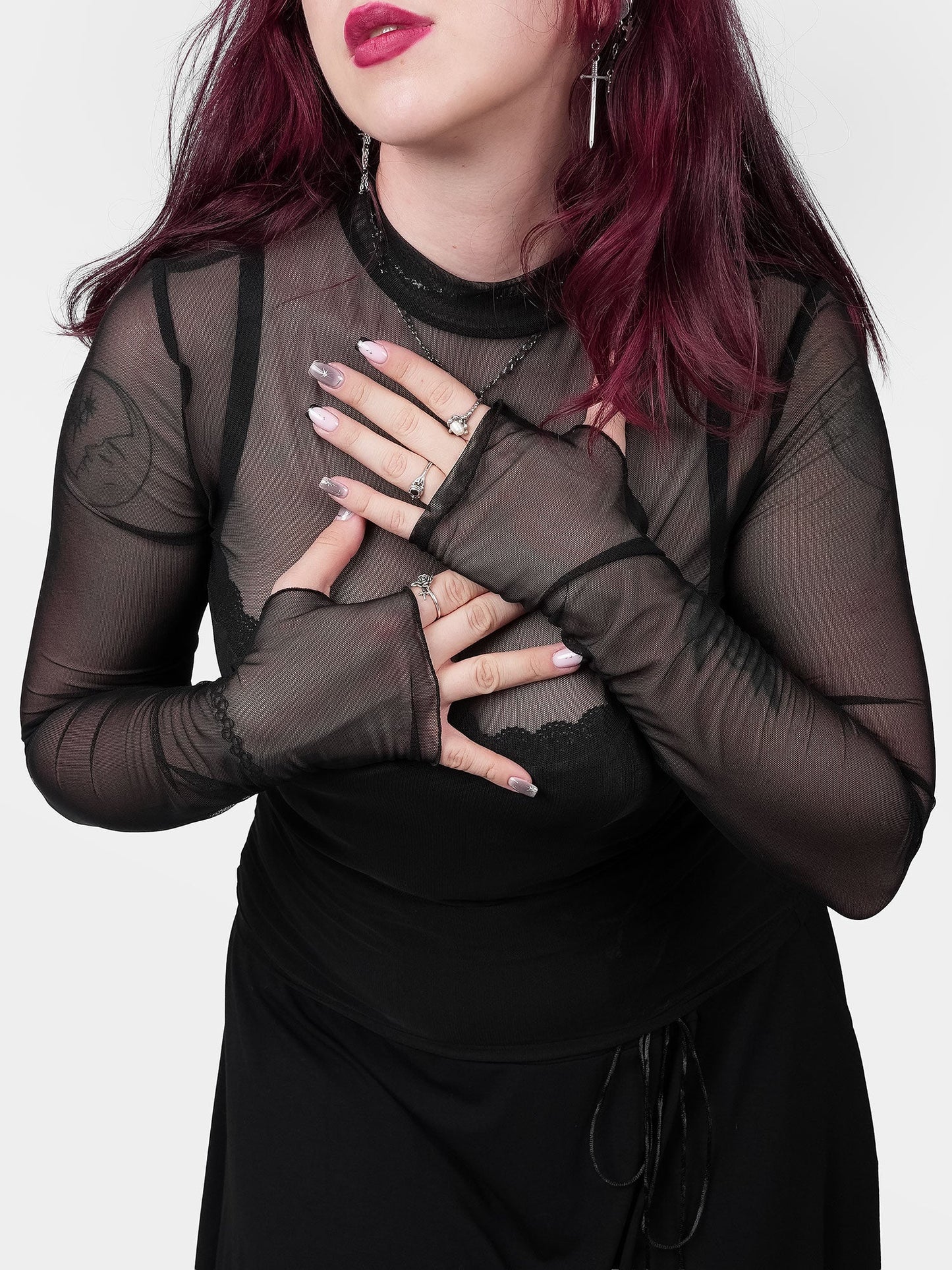 Bonnie Black Mesh Top